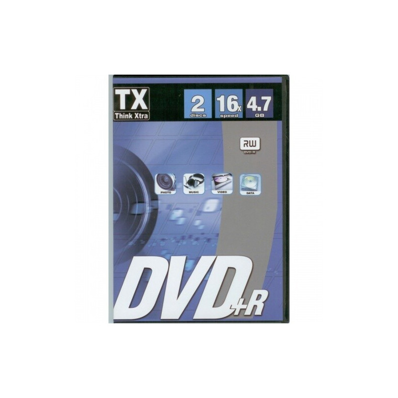 2 DVD+R VIERGE THINK XTRA 4.7 GO 16X DANS BOITIER SLIM